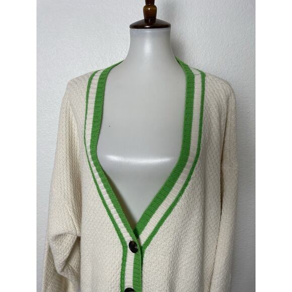 Future Collective Sweater Cardigan Varsity Textured Stretch Knit - Picture 2 of 9